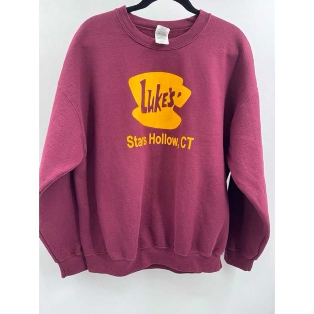 Gilmore Girls Maroon Lukes Diner Graphic Crewneck Sweatshirt XL Fleece Y2k - Picture 5 of 7